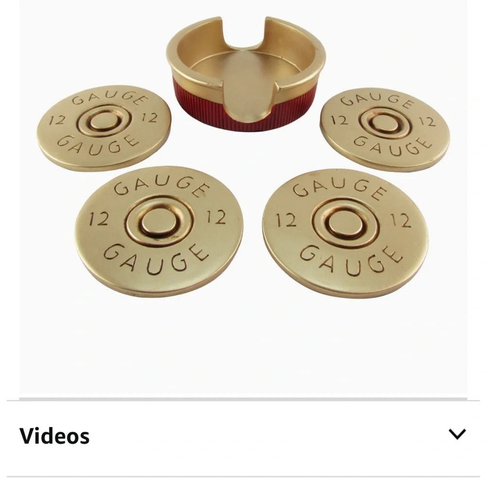 Drink Coaster Set - gold with 12 gauge text.